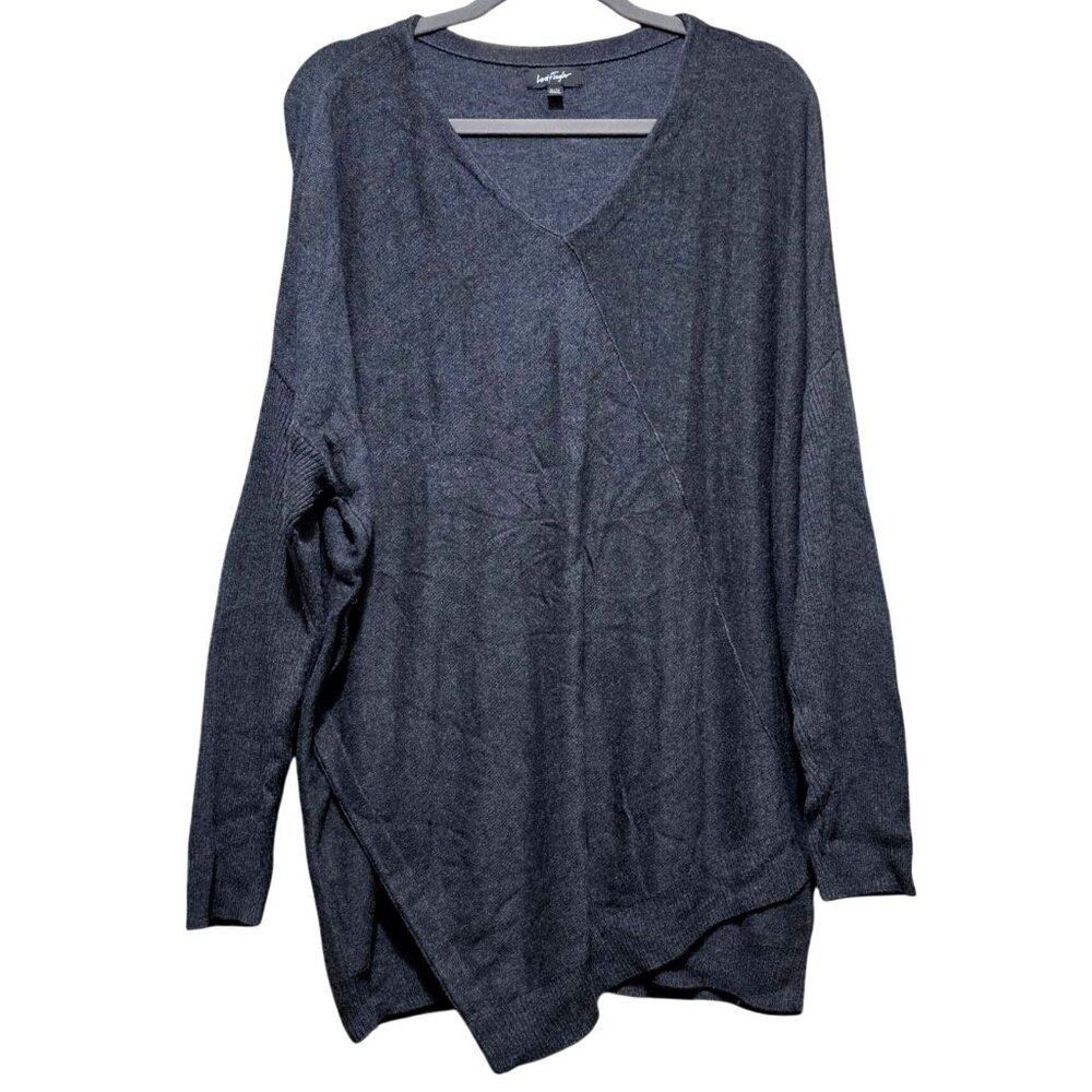 Lord & Taylor Womens XL Dark Gray V-Neck Long Sleeve Knit Sweater - Picture 3 of 11